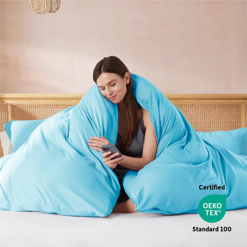 Nestl Twin Duvet Cover Set - Soft Double Brushed Bright Blue Duvet Cover Twin XL, 2 Piece Set with Button Closure, 1 Duvet Cover 68x90 inches and 1 Pillow Sham - Image 3